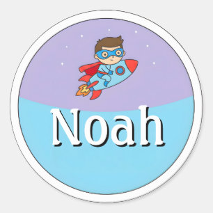 Customizable Rocket Superhero Design Name Sticker