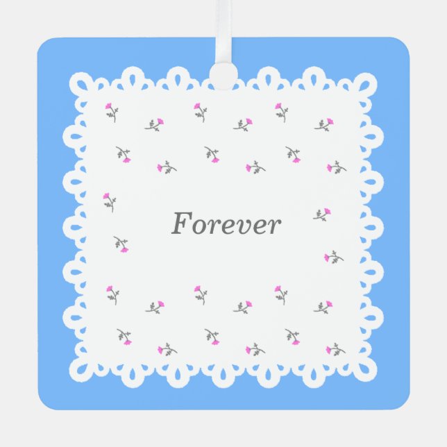 Customizable Rose Race Blue Ornament with Text and (Front)