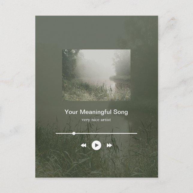 Customizable Sage Green Riverside Music Player Postcard (Front)
