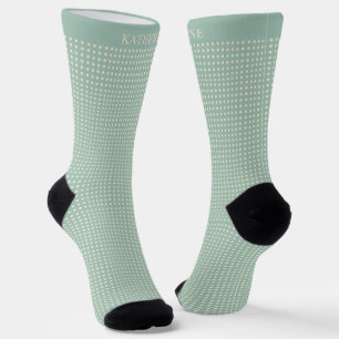 Customizable Sage Green Yellow Polka Dot Design Socks