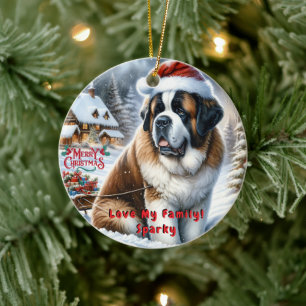 Customizable Saint Bernard Christmas Ornament