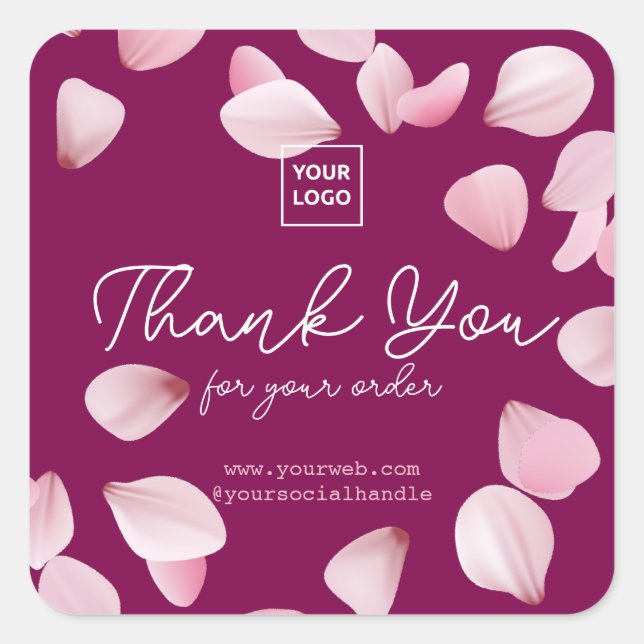 Customizable Sakura Business Thank You  Square Sticker (Front)