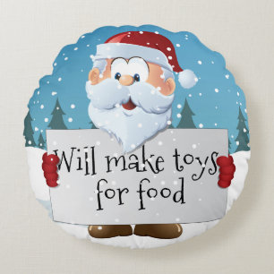 Customizable Santa's  Sign Round Cushion