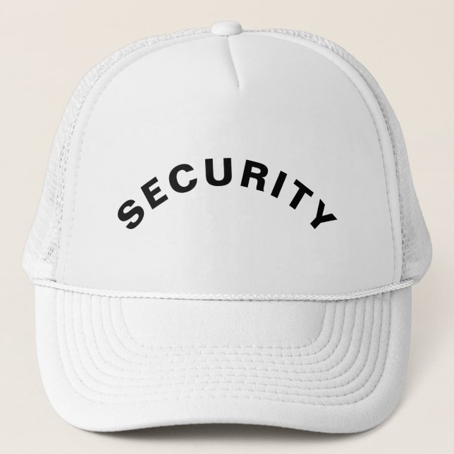 Customizable SECURITY Text Statement White Trucker Hat (Front)