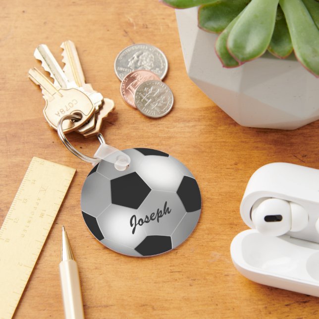 Customizable Silver Soccer Ball Key Ring (Desk)