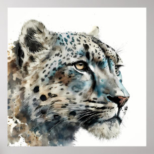 Customizable Snow Leopard Art Print Modern Wallart