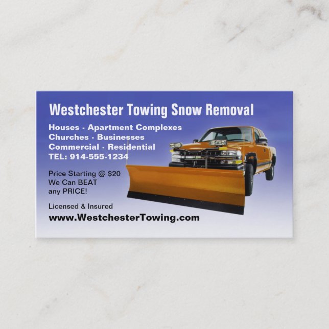 CUSTOMIZABLE Snow Ploughing Business Cards (Front)