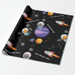 Customizable Space Animals Birthday  Wrapping Pape Paper