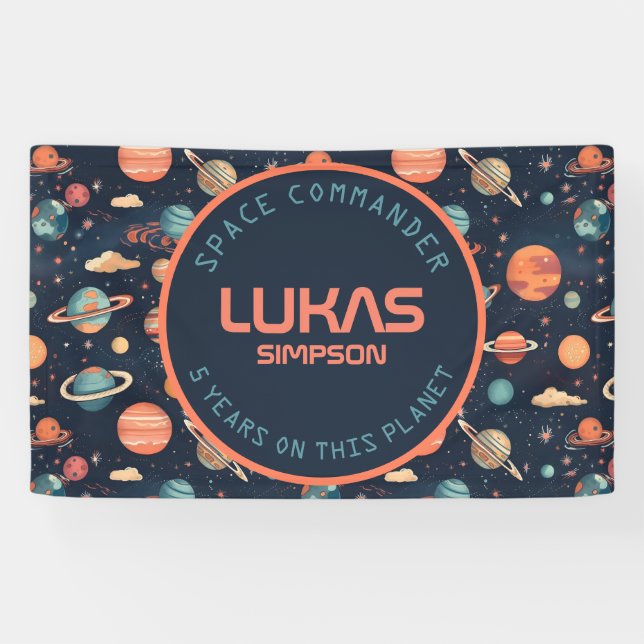 Customizable Space party banner - Add your text! (Horizontal)