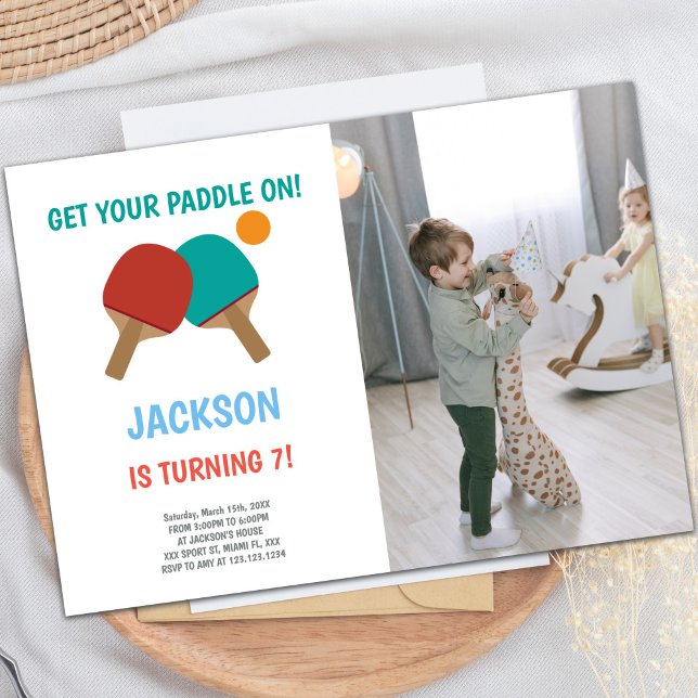 Customizable Sports Party Invitations for Kids (Red vs Green Ping Pong Birthday Invitations photo)