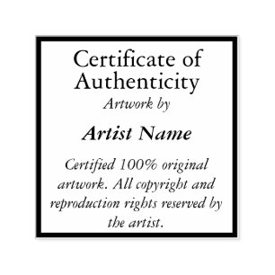 Customizable Square Certificate of Authenticity Self-inking Stamp