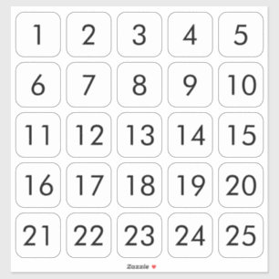 Customizable Square Number Stickers Black on White