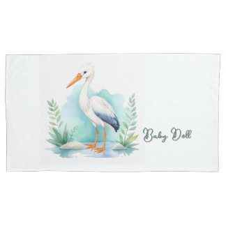 Customizable Stork Nursery set Baby doll Pillowcase