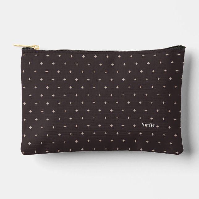Customizable Studs Charcoal Gray Name Accessory Pouch (Front)