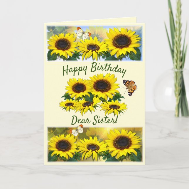 Customizable Sunny Sunflower Christian Birthday Holiday Card (Front)
