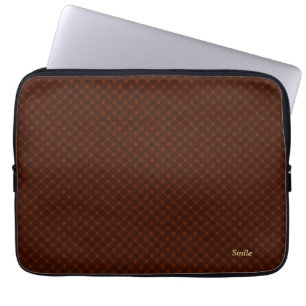Customizable Tartan Check Dark Brown Laptop Sleeve