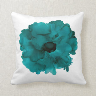 Customizable!!! Teal carnation hand painted floral Cushion