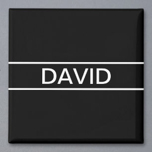 Customizable Text Bold Modern Black & White Magnet