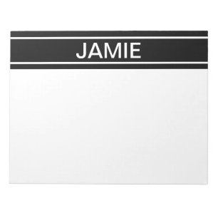 Customizable Text Bold Modern Black & White Notepad