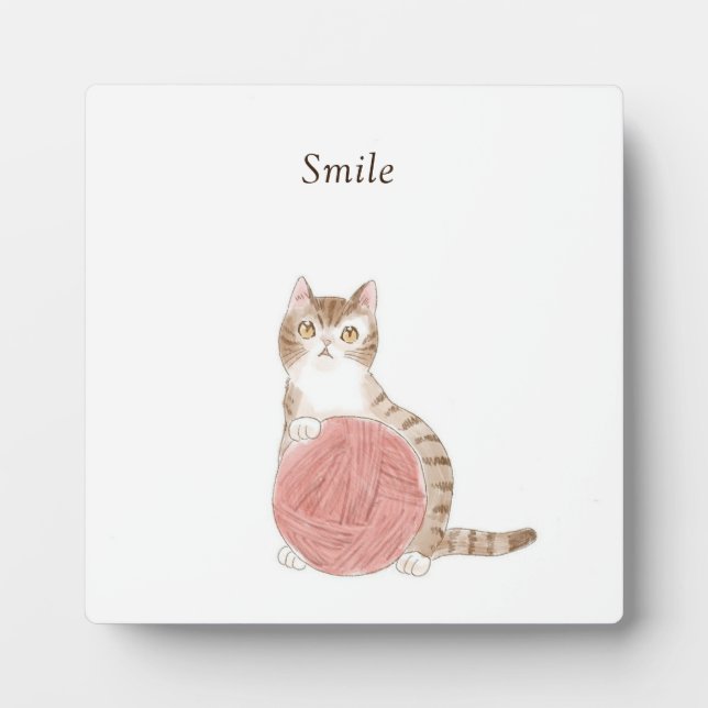 Customizable Text Cat and Ball of Yarn Author: Shi Plaque (Front)