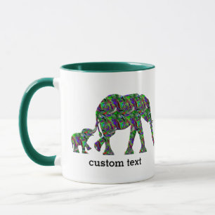 Customizable Text Mom Elephant and Baby Elephant Mug