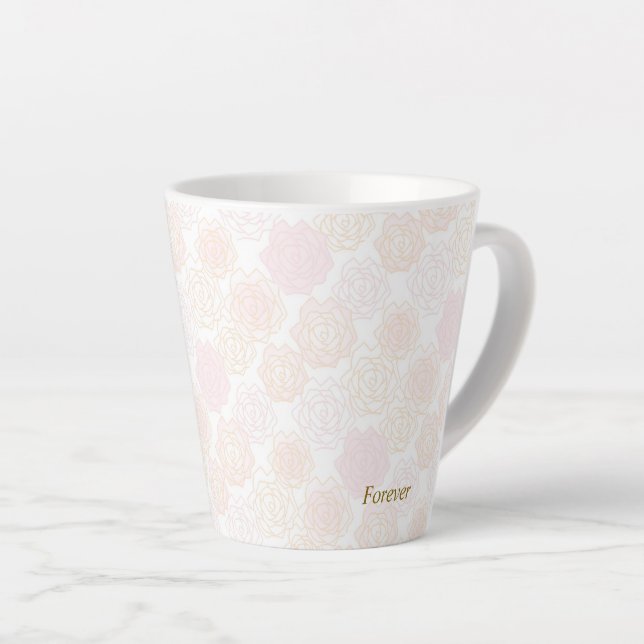 Customizable Text, Rose, Ivory Cafe Latte Mug (Right Angle)