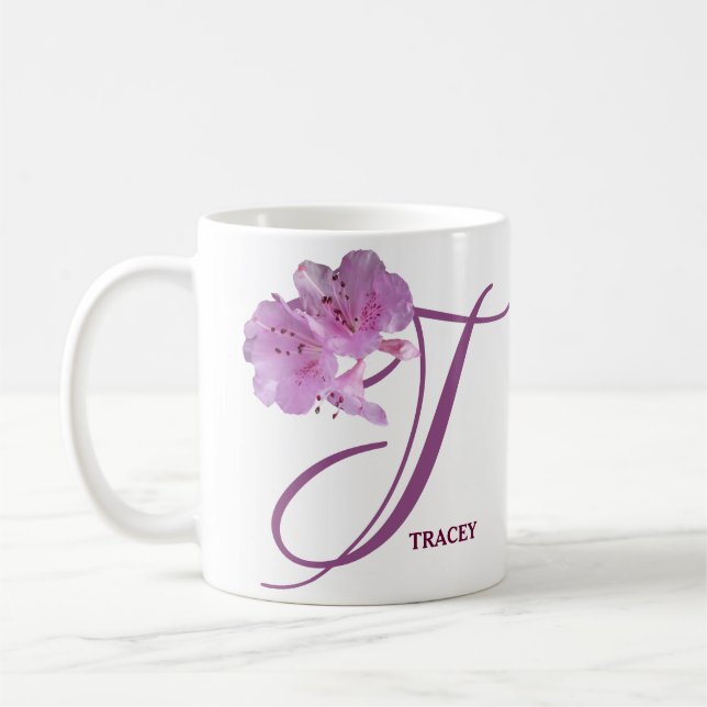 Customizable Tracey pink rose flowers boho trendy Coffee Mug (Left)