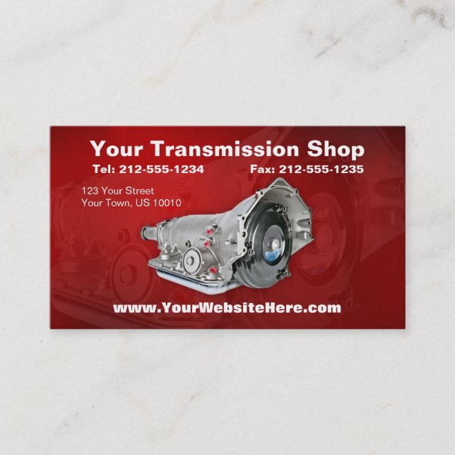 CUSTOMIZABLE Transmission Repair Business Card (Front)