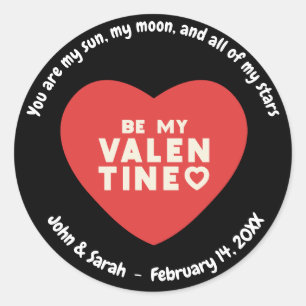Customizable Valentine's Day Heart Classic Round Sticker