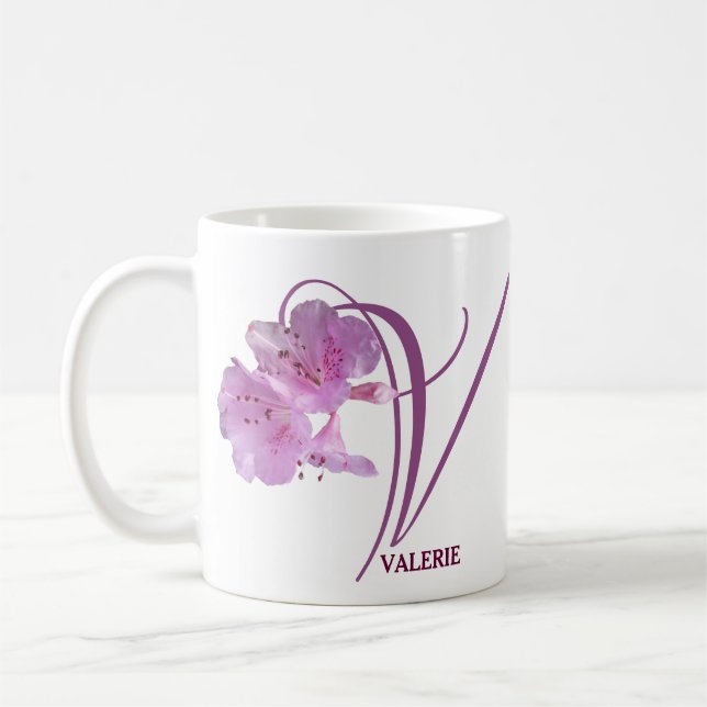 Customizable Valerie name pink rose flowers boho Coffee Mug (Left)