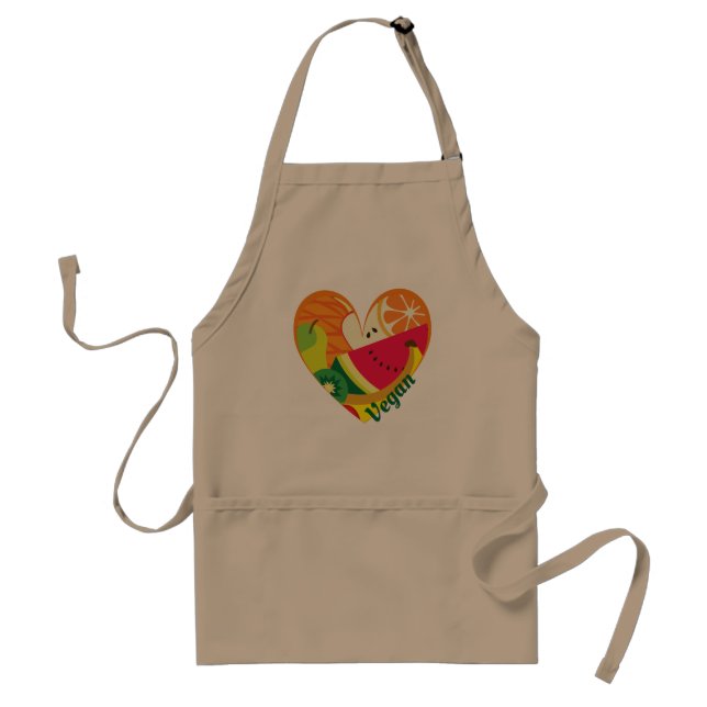 Customizable Vegan Heart Colorful Fruits Statement Standard Apron (Front)