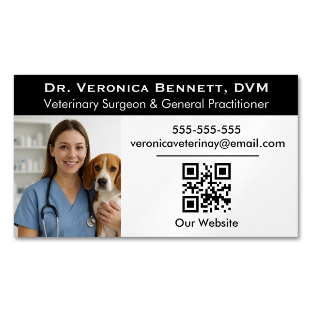 Customizable Veterinary Professional Photo  Magnetic Business Card (Front)
