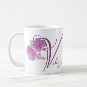 Customizable Vicky name pretty pink flowers floral Coffee Mug