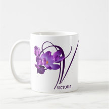 Customizable Victoria name floral purple crocus 