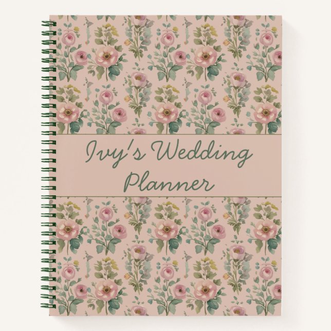 Customizable Vintage Anemone Floral Notebook | (Front)