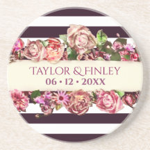 Customizable Vintage Modern Floral Striped Wedding