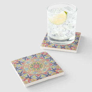 Customizable Vintage Portuguese Tile Stone Coaster
