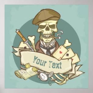 Customizable Vintage Skull Poster
