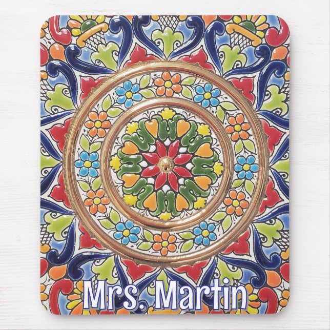 Customizable Vintage Spanish Tile Mouse Pad (Front)