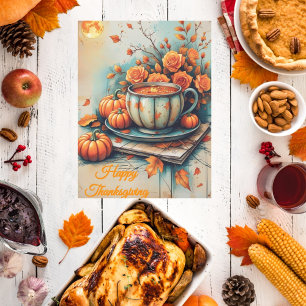 Customizable Vintage Style Thanksgiving Greeting Holiday Card