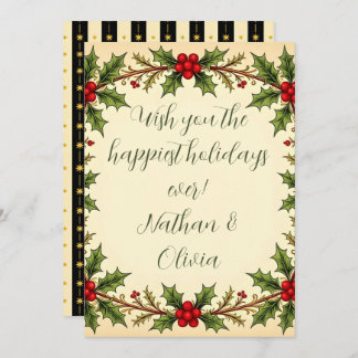 Customizable Vintage Victorian Botanical Non-Photo Holiday Card