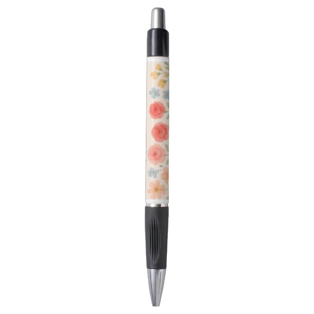 Customizable Watercolor Floral Pattern Pen (Front Vertical)