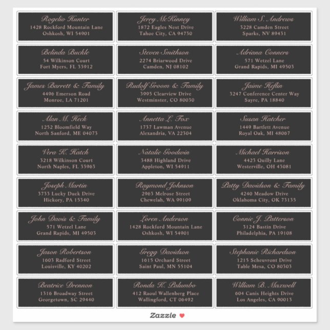 Customizable wedding guest address labels sticker (Sheet)