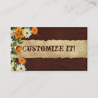 CUSTOMIZABLE Western Leather N Daisies BIZ Cards