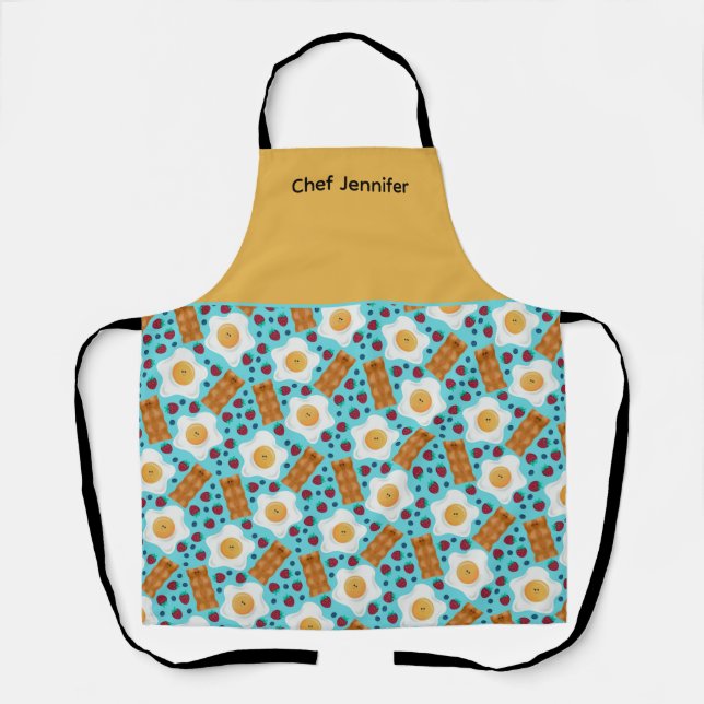 Customizable Whimsical Egg and Bacon Apron (Front)