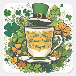 Customizable Whimsical St Patrick’s Day Shenanigan Square Sticker