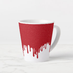 Customizable White Drip Tomato Red Latte Mug