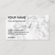 Customizable white marble business card