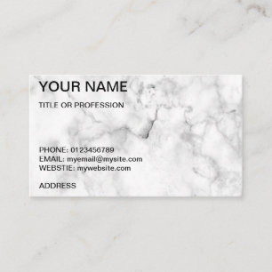 Customizable white marble business card