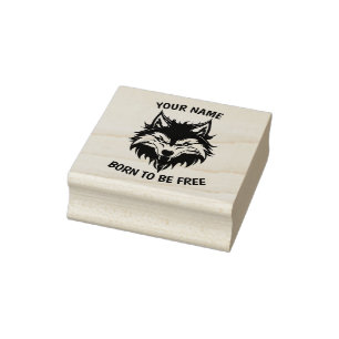 Customizable Wolf  Rubber Stamp